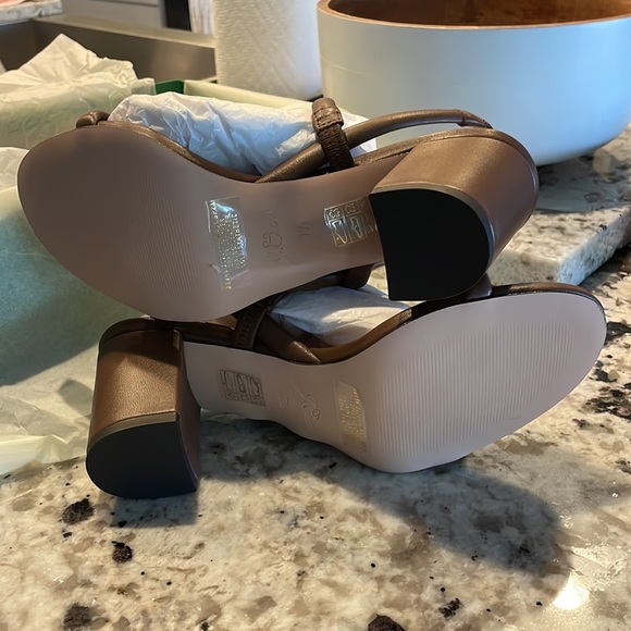 NIB J.Crew Lucie slingback block-heel sandals in leather brown BE786 - Picture 5 of 8